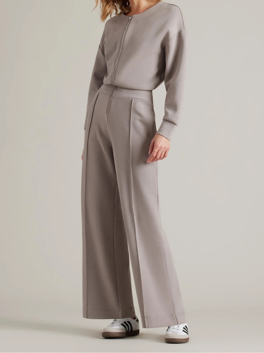 NWT RHONE DreeamGlow Jumpsuit Long-sleeve in Taupe Size S